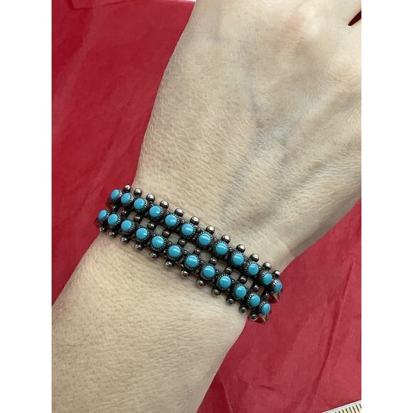 Fred Harvey Bell Trading Sterling Silver 925 Turquoise Cuff Bracelet - Picture 2 of 16